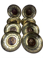 8 Brass Round Wall Hanging Plates of Composers