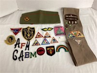 Boy Scouts Hat, Girl Scouts Sash, and Patches