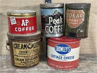 Advertising tins: Crowley’s, Cream Dove & various