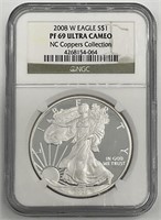 2008-W NGC Proof 69 American Silver Eagle Proof