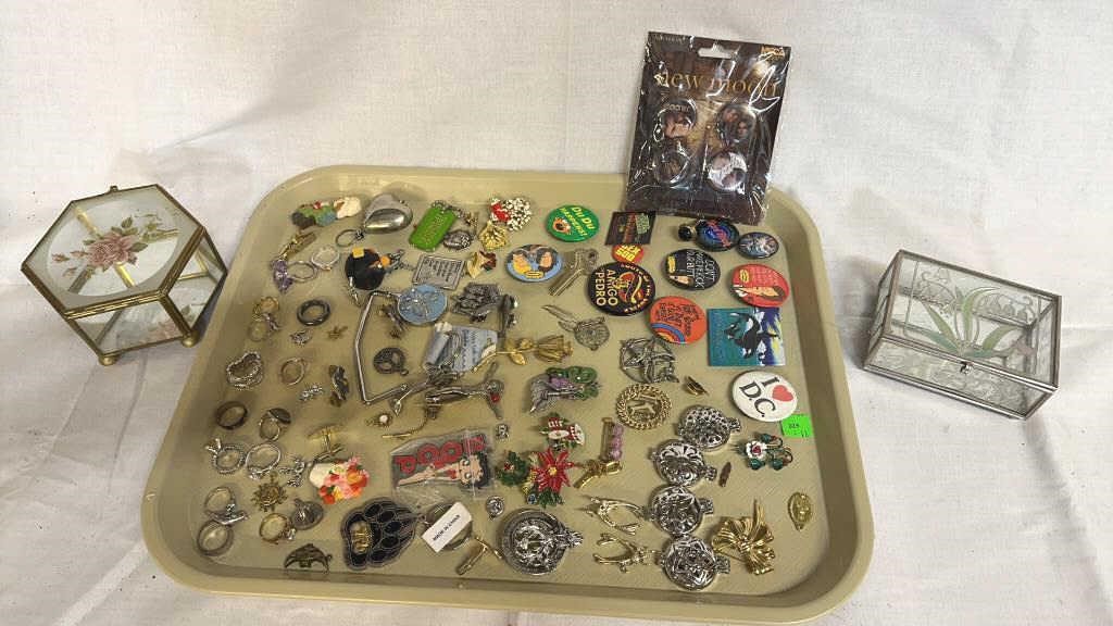 Brooches, Rings, Pins, Jewelry Boxes & More