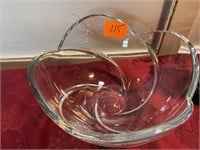 Vintage heavy glass crystal bowl swirl pattern