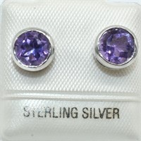 Silver Amethyst(1.9ct) Earrings
