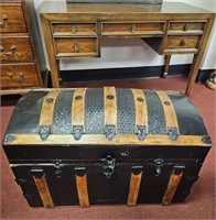 Curved Top Steamer Trunk w/ Damaged Hinges
