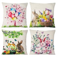 Johouse Easter Themed Throw Pillow Cases, 4pc