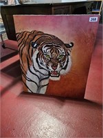 Vintage Tiger Painting on Canvas 28x24 few tears