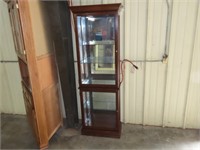 Nice Cherry Finish Lighted Curio