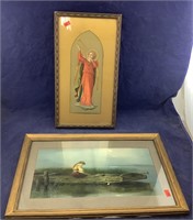 Pair of Beautiful Colorful Old Framed Prints