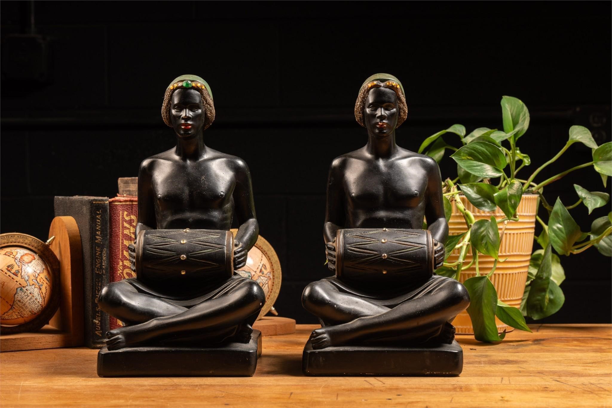 Pair of Sitting Nubian Man Sculptures by ABCO