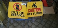 Vintage Floor Signs - Out of Service & Wet Floor