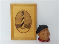 Hatteras NC Lighthouse Wood Inlay & Pierre Bust