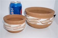 Set of 2 Etched Clay Pots
