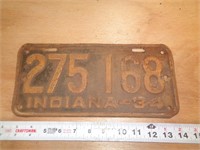 1934  INDIANA LICENSE PLATE