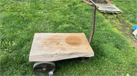 Old Railroad Metal Cart w slab of oak