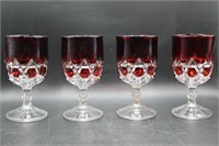 Antique Ruby Dbl Block Fostoria Capt Kidd Goblets