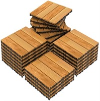 $85  27pk 12x12 Waterproof Wood Deck Tiles, Khaki