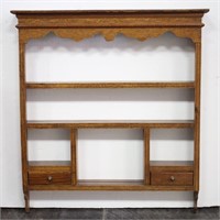 Wood Wall Mount Plate Rack / Shelf with Drawers