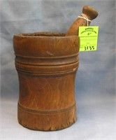 Antique wooden mortar and pestle