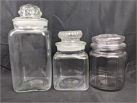 Three Antique General Store Candy Canisters