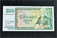 $100 SEDLABANKI ISLANDS Bank Note Bill