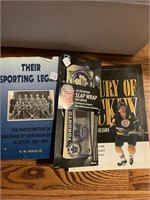 Vintage hockey lot book and beer sleeve
