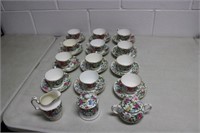 Staffordshire " Thousand Flowers" 12 Cups/Saucers&