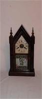 Antique New Haven Reverse Painted Steeple Clock