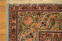 Turquoise ground wool tabriz rug
