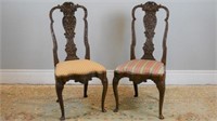 Pair of carved Queen Anne side chairs