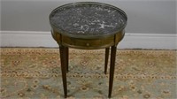 French marble top side table w/ brass gallery