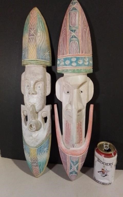 Wooden Carved Masks 22"H