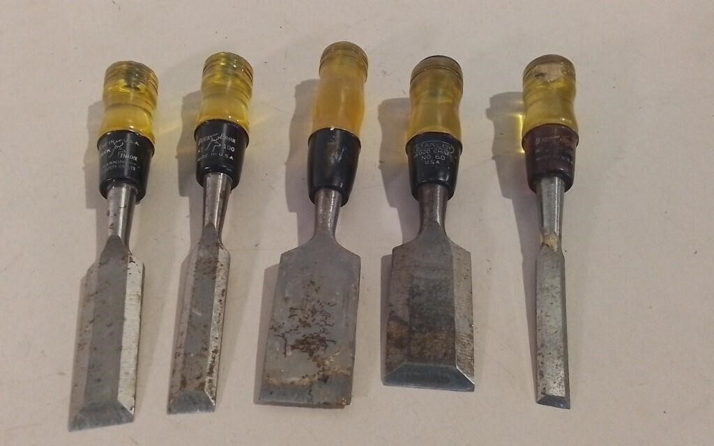 Five Stanley Chisels