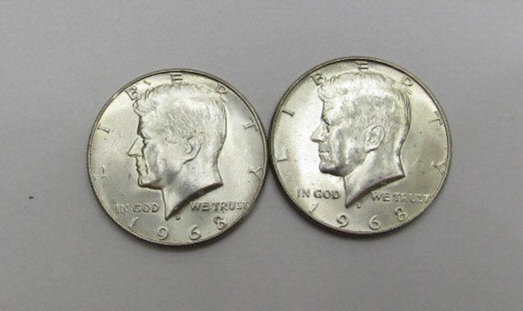 (2) 1968 Kennedy Half Dollars