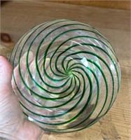 Green Blown Glass Swirled Candy Dish