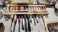 Large Rack of Wood Lathe Tools
