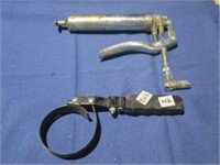 Grease gun and oil filter wrench