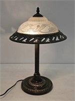 METAL BASE TABLE LAMP-GLASS SHADE - 19" TALL