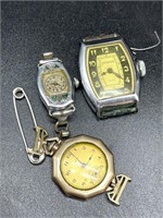 (3) Vintage Wrist Watches, No Bands