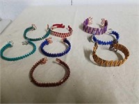Group of metal decorative colorful bracelets