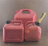 3pc Gas Cans: 1gal, 2gal & 5 gal