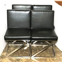 Modern Chrome Base Chairs with Vinyl Seats &