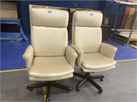 HIGH BACK CREAM EXECUTIVE OFFICE CHAIRS - WOOD