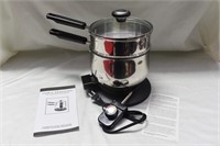 COOKS ESSENTIALS 3QT ELECTRIC SAUCE PAN WITH STEAM