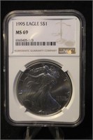 1995 Certified 1oz .999 Silver American Eagle