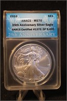 2010 MS70 1oz .999 Pure Silver Eagle