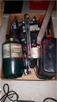 Miscellaneous box of tools air pump Etc