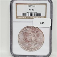 NGC 1887 MS63 90% Silver Morgan $1 Dollar