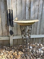 Wind Chimes And Bird Bath