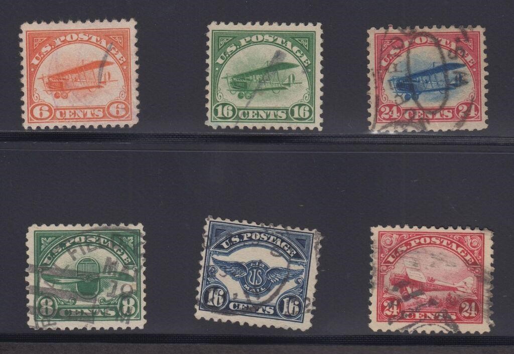 US Stamps #C1-6 Used slight faults, fresh, attract