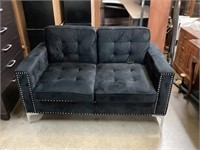 Modern Black Upholstered Loveseat